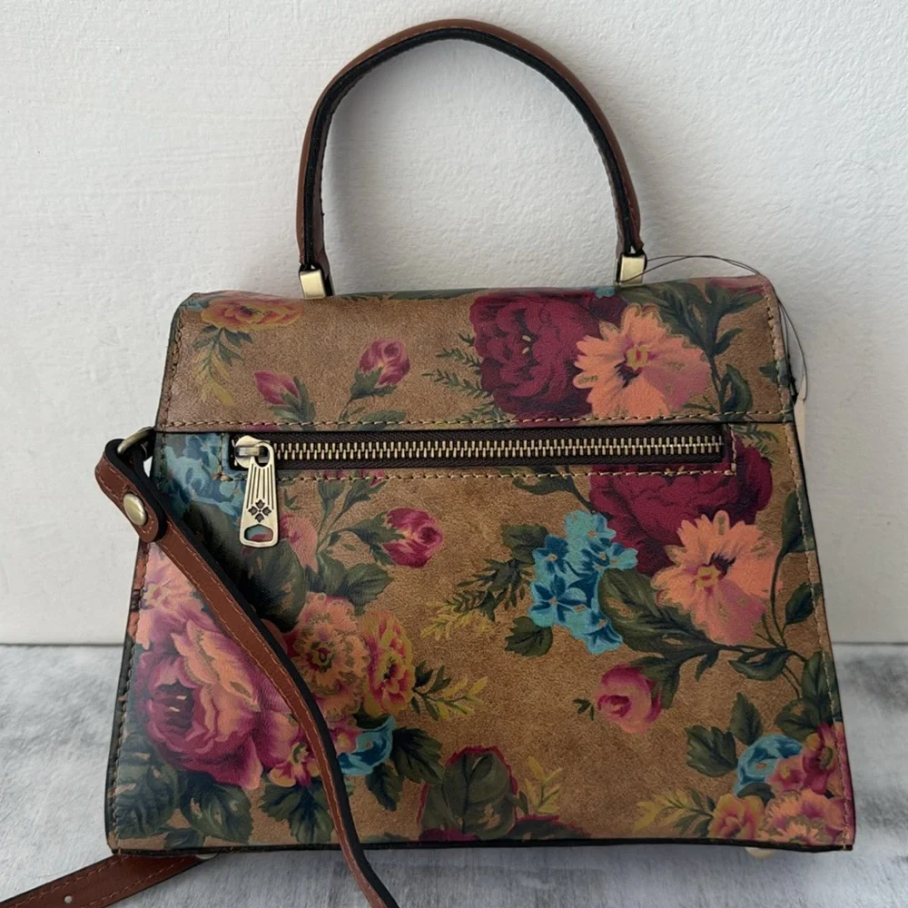 PATRICIA NASH Leather Chauny Top Handle Satchel Vintage Victorian Garden Xbody
